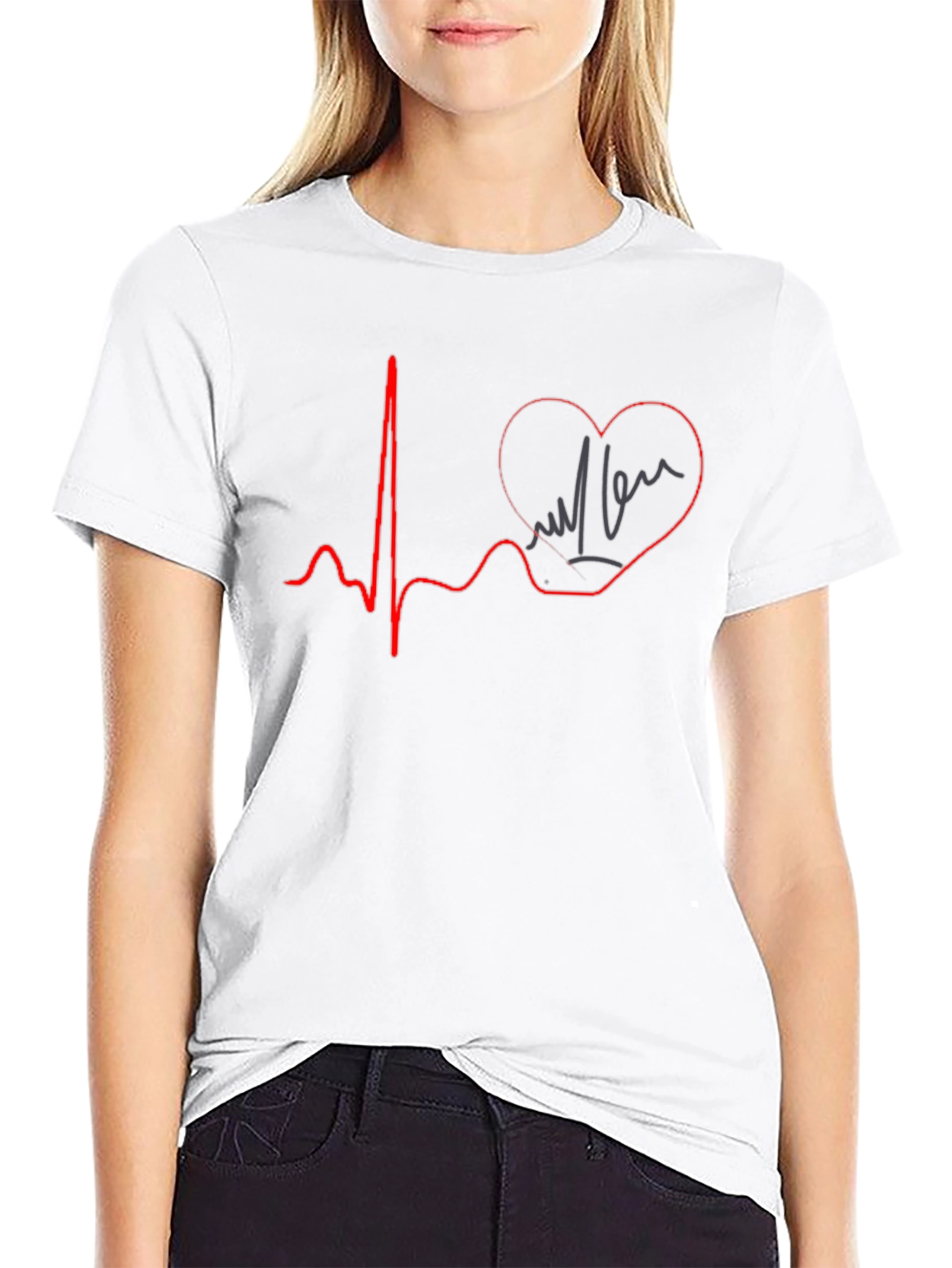 Heartbeat Love Graphic T-Shirt - Black
