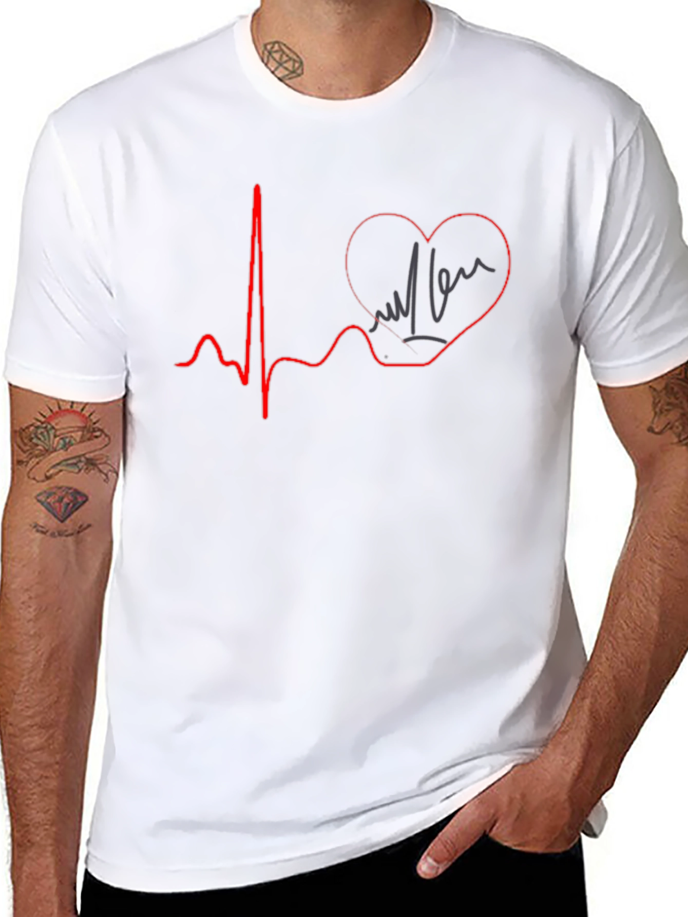 Heartbeat Love Graphic T-Shirt - Black