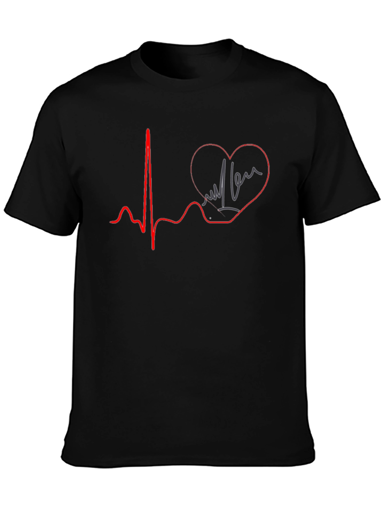 Heartbeat Love Graphic T-Shirt - Black