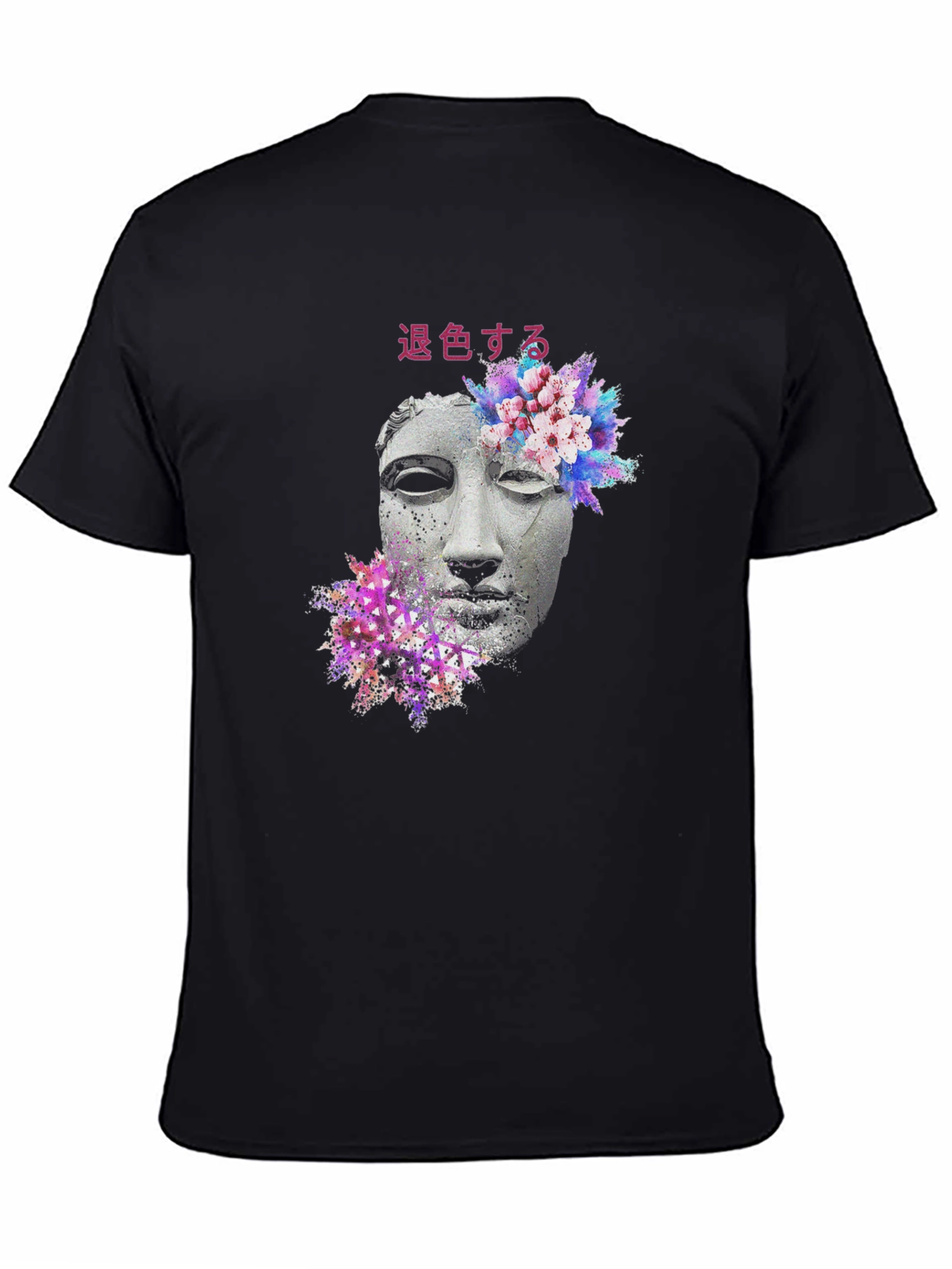 Floral Statue Graphic Tee - Black