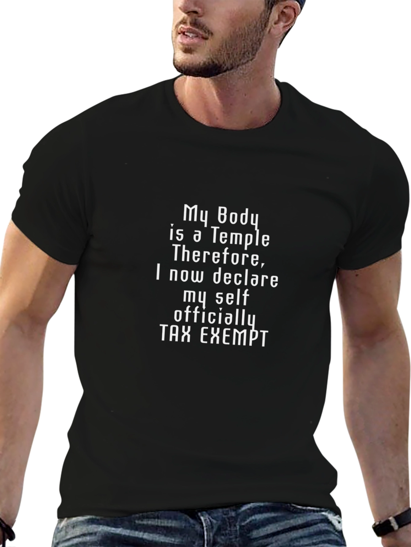 Tax Exempt Temple Body Statement Graphic T-Shirt