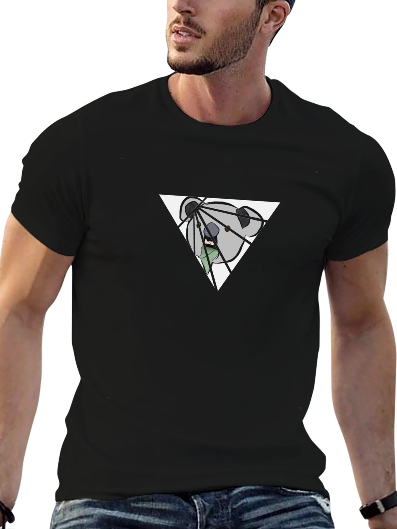 Geometric Bear Graphic Tee - Modern Style