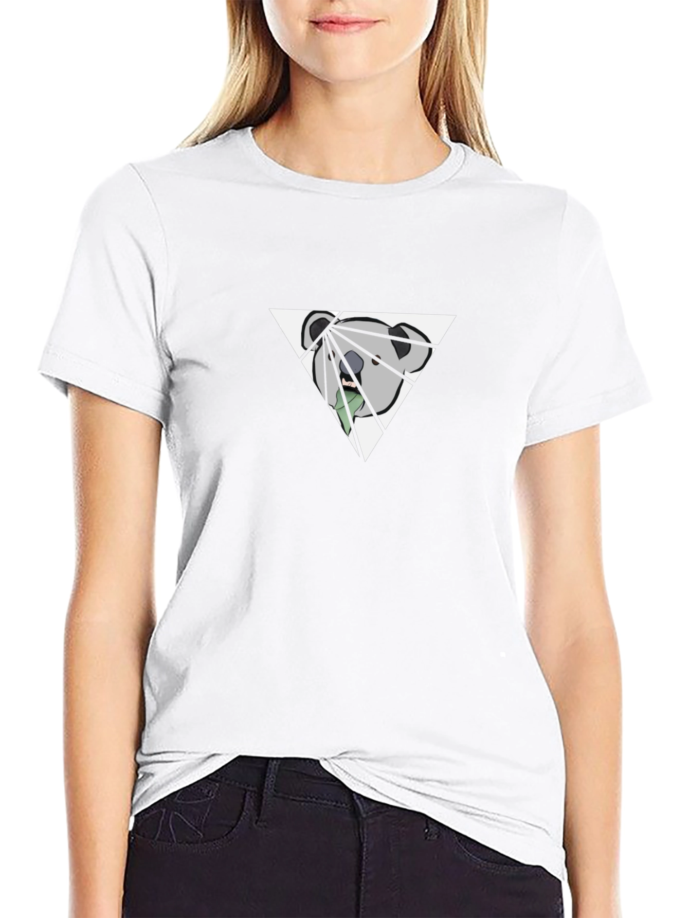 Geometric Bear Graphic Tee - Modern Style