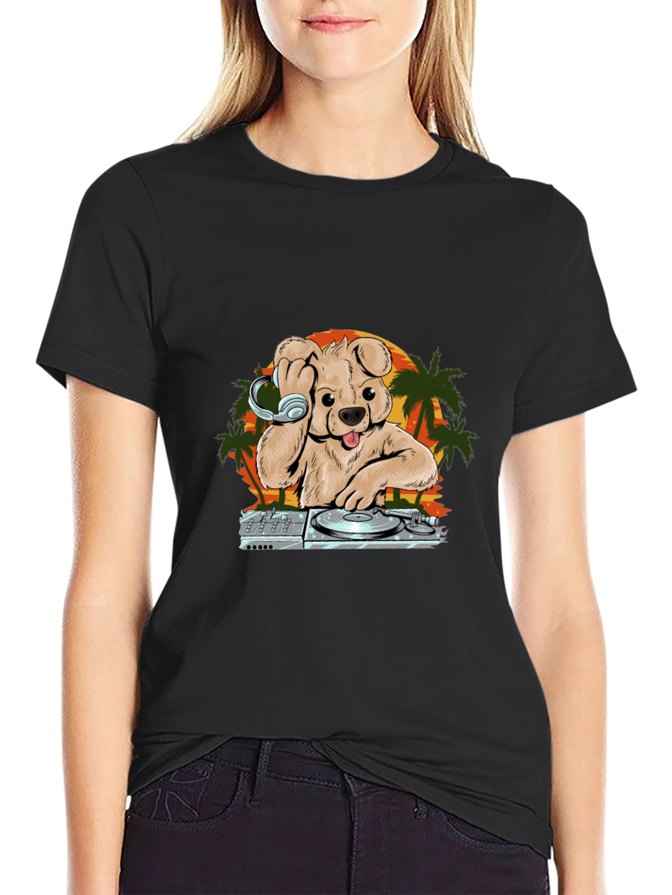 DJ Dog Sunset T-Shirt – Cool Music Graphic Tee