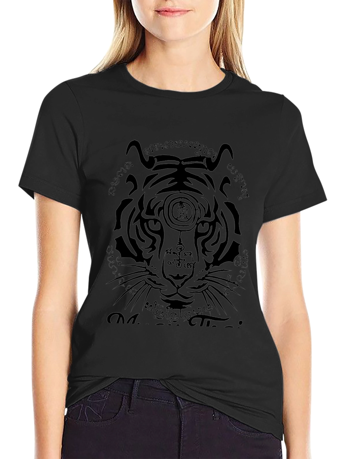 Tiger Graphic Print T-Shirt - Black
