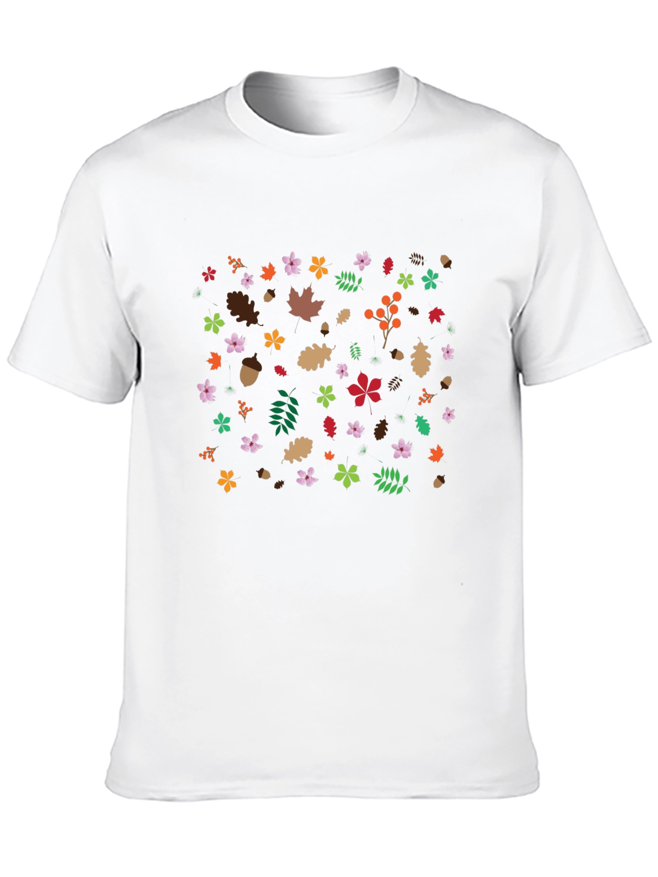 Autumn Leaves Pattern Black T-Shirt