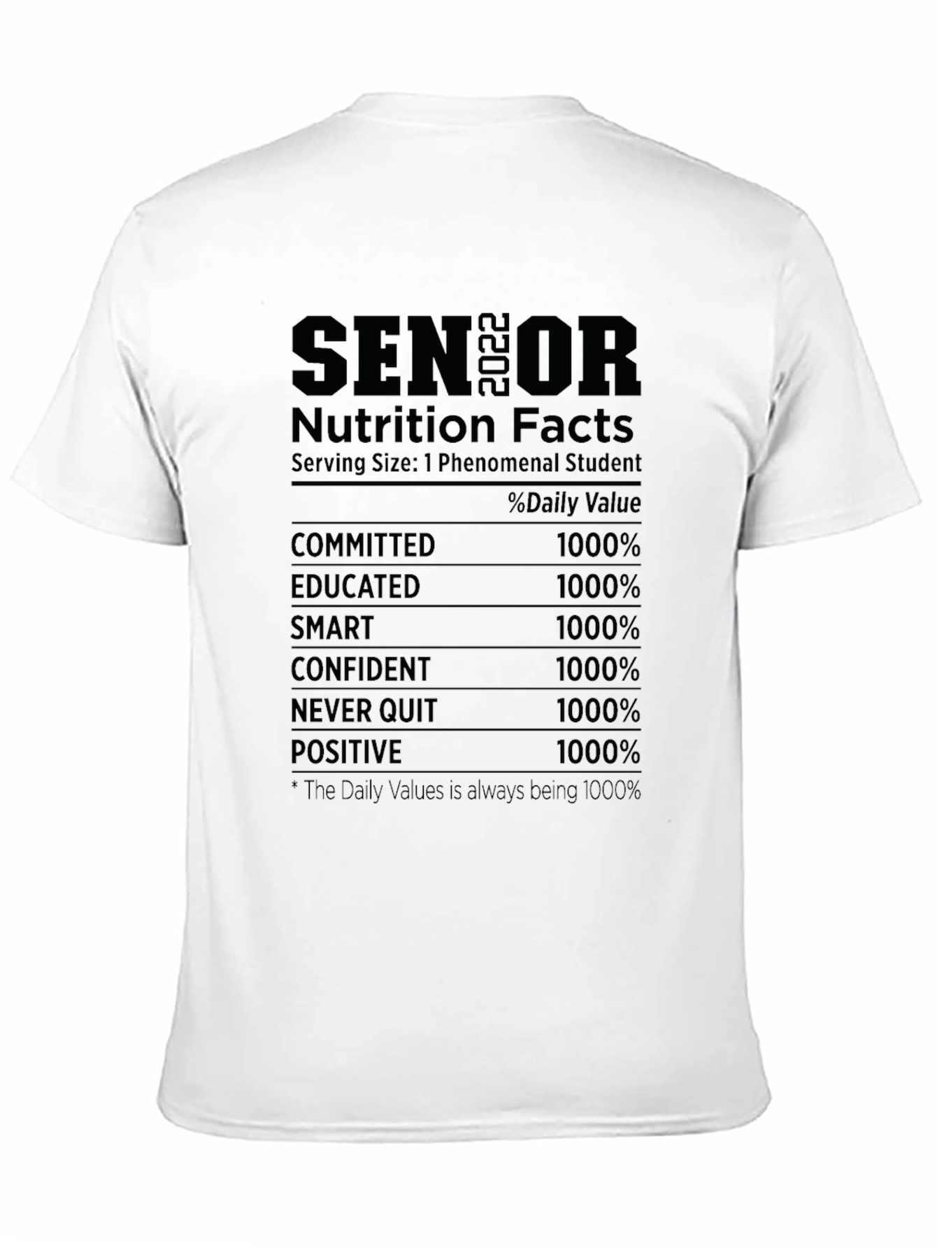 Senior Nutrition Facts T-Shirt: Class of 2022