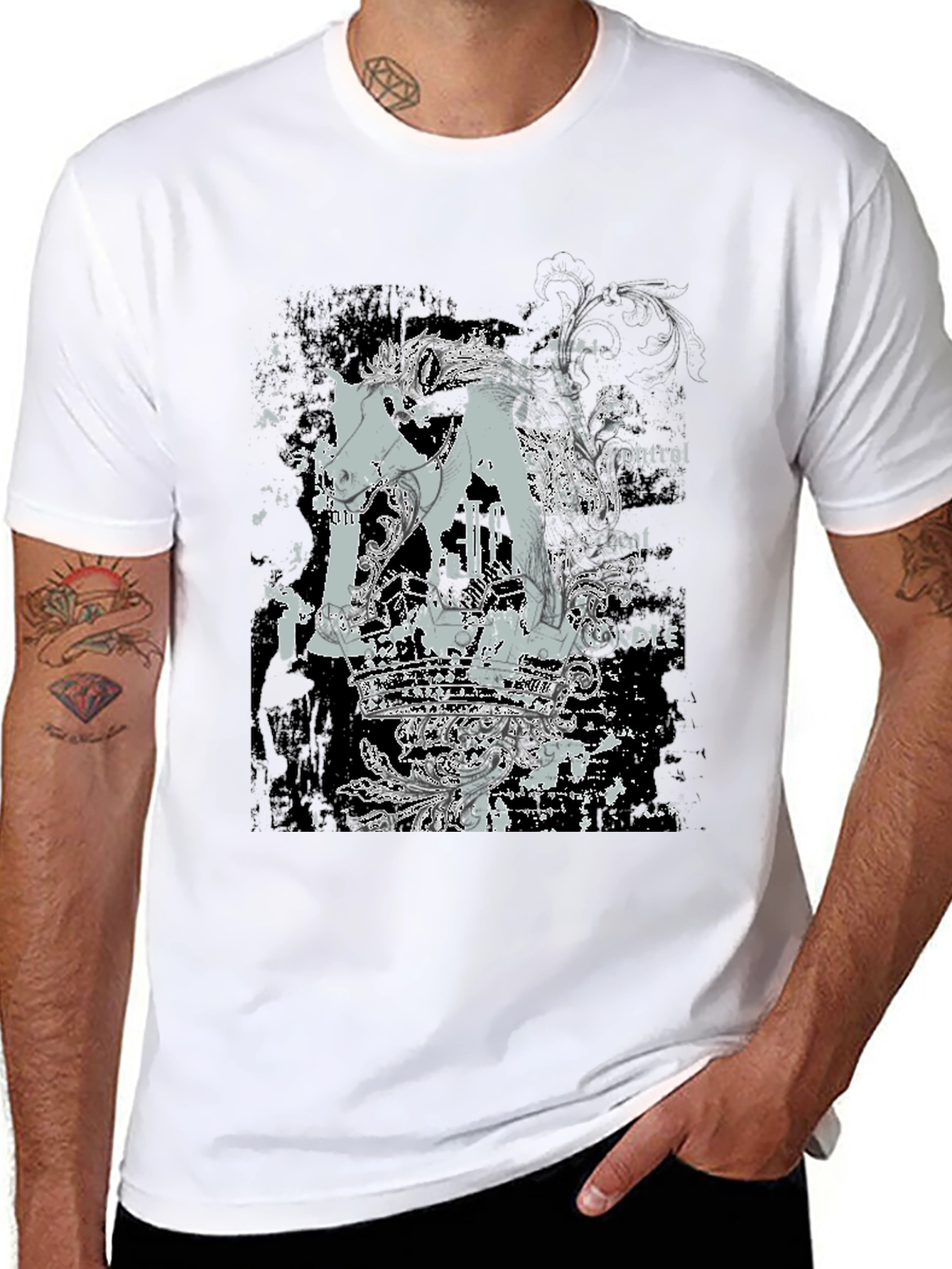 Graphic Tee: Crown & Horse Design