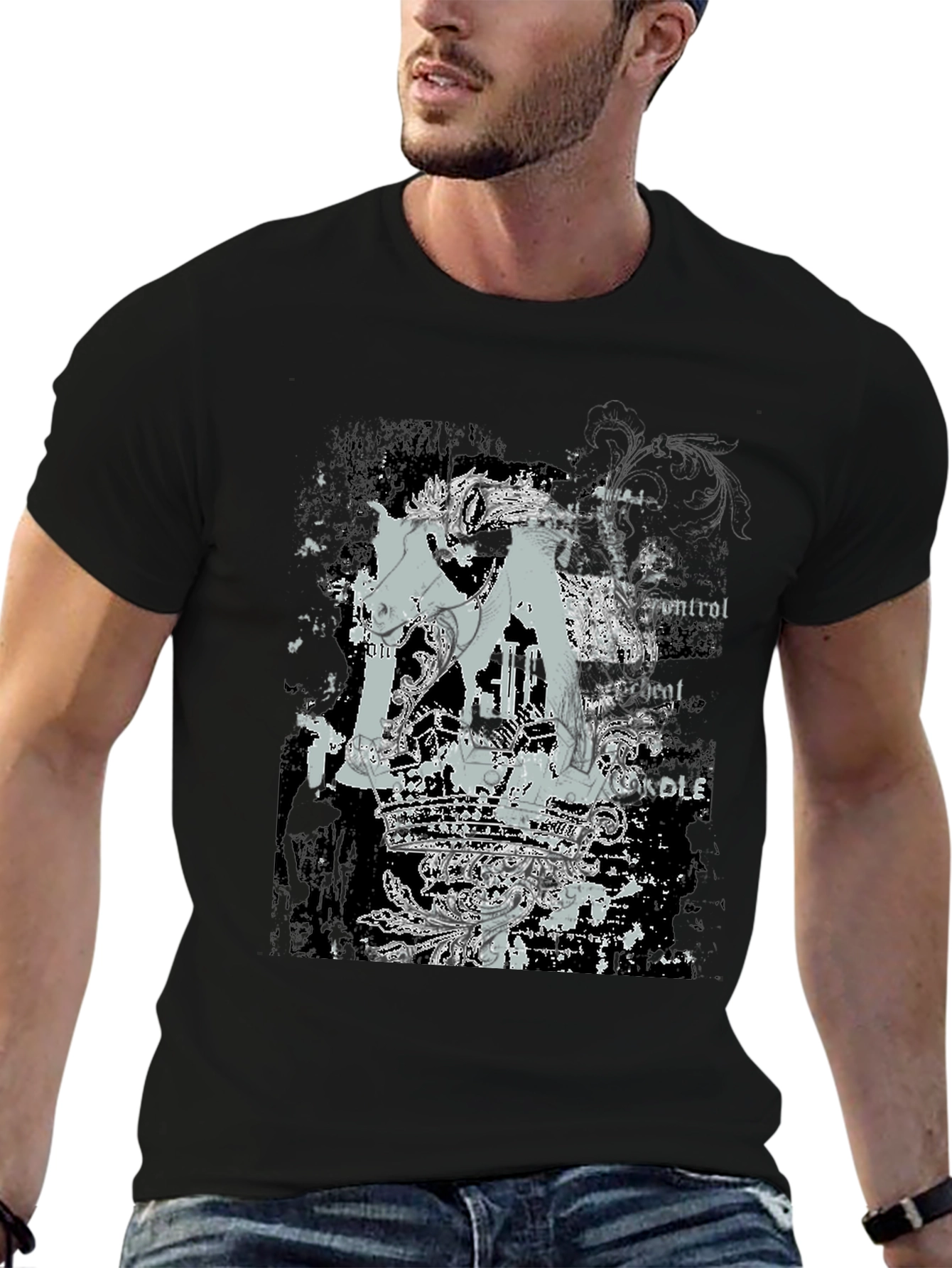 Graphic Tee: Crown & Horse Design