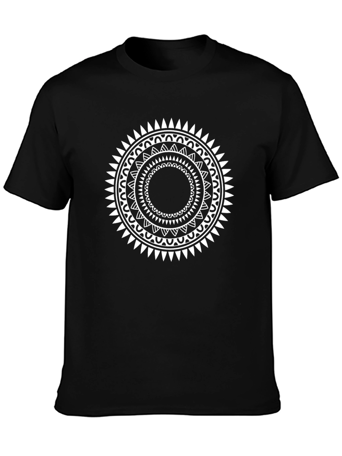 Tribal Circle Graphic Print Black T-Shirt