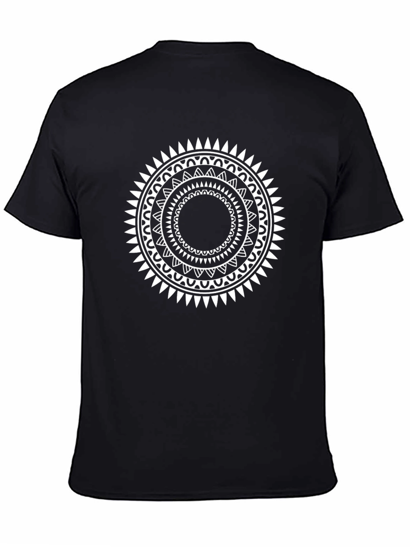 Tribal Circle Graphic Print Black T-Shirt