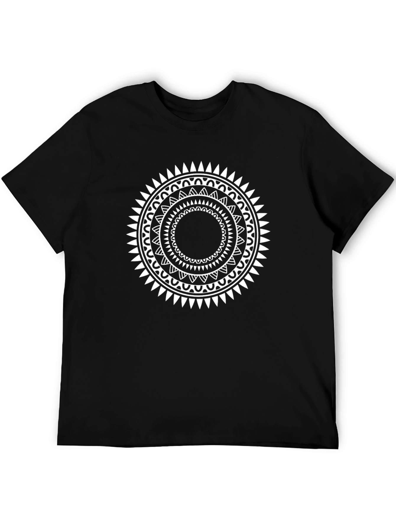 Tribal Circle Graphic Print Black T-Shirt