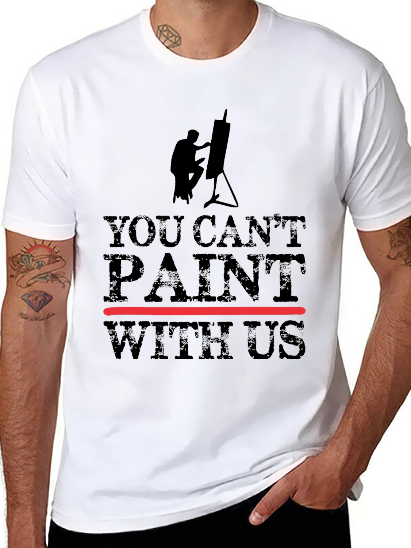 You Cant Paint With Us Black Graphic T-Shirt