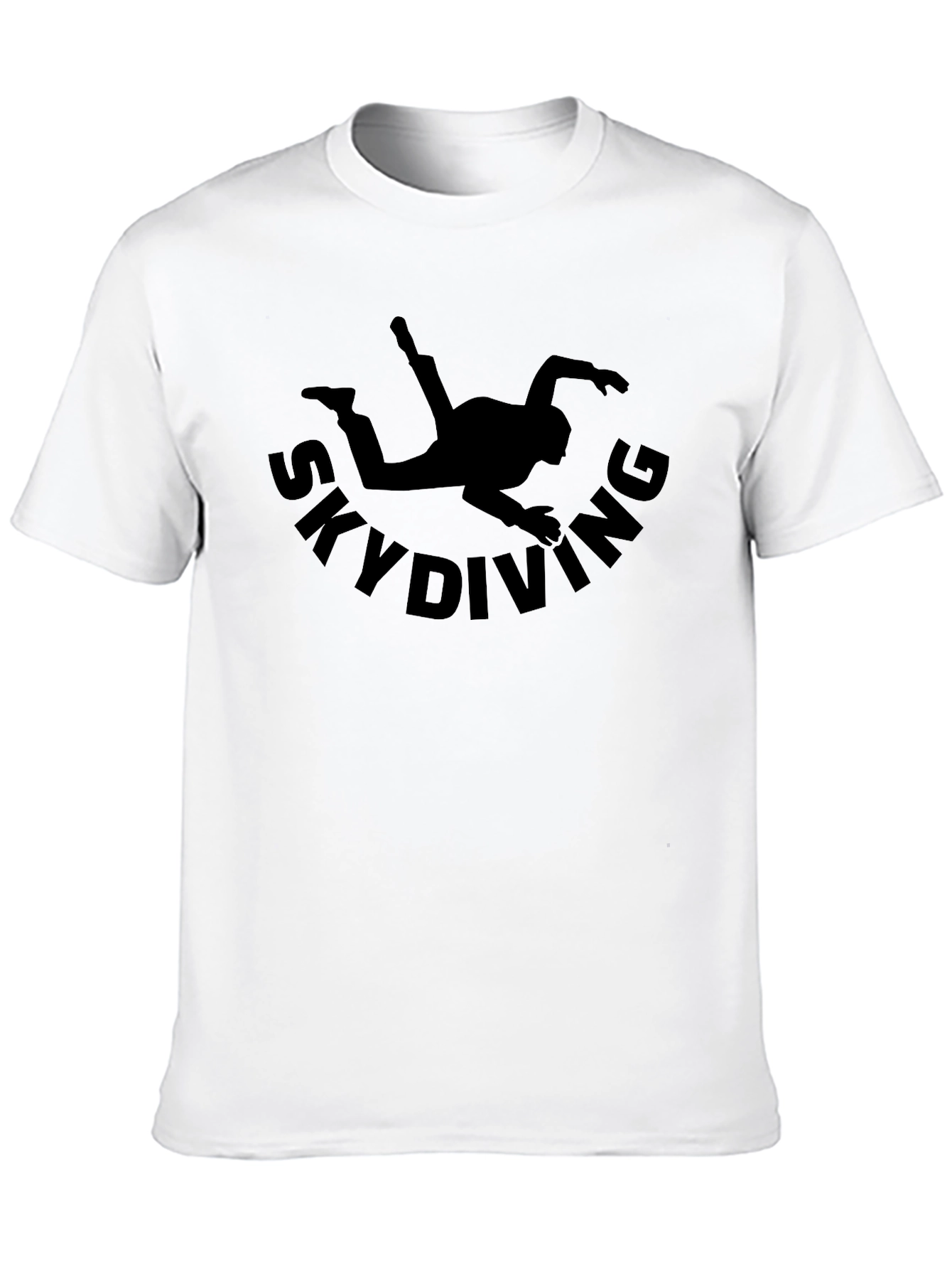 Skydiving Graphic Print T-Shirt - Casual Black Tee