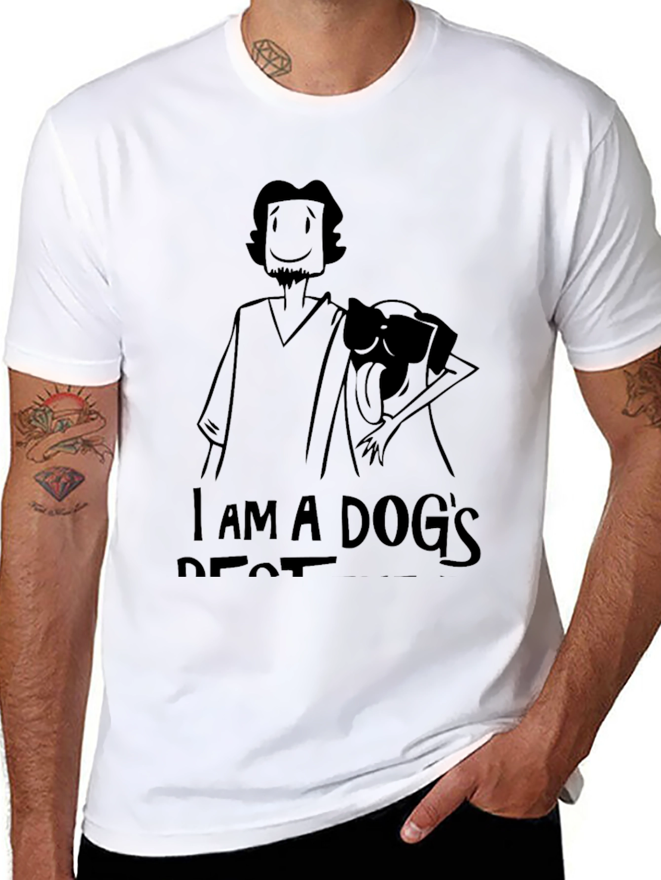 Mens I am a Dogs Best Friend Black T-Shirt