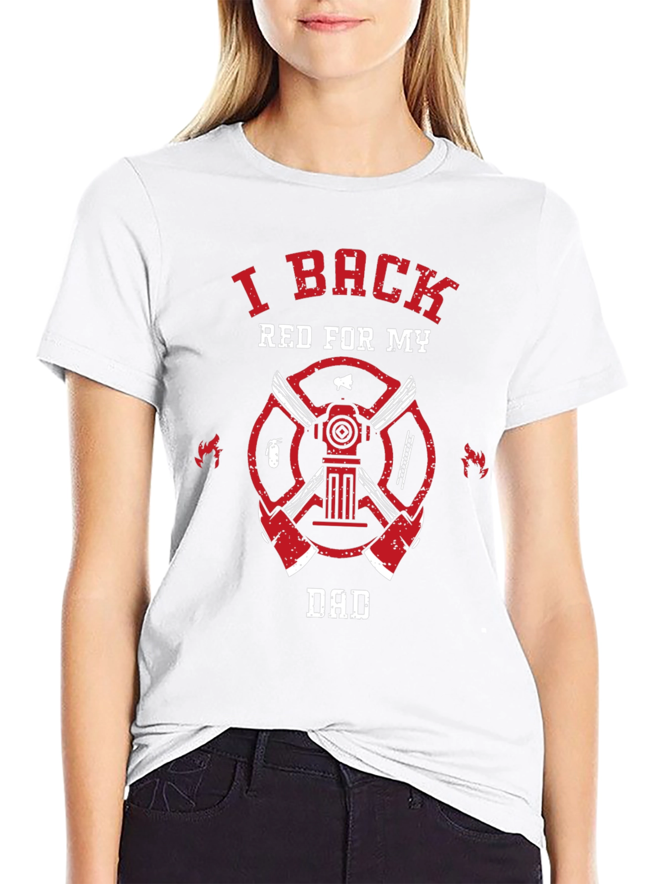 I Back Red For My Dad Firefighter T-Shirt