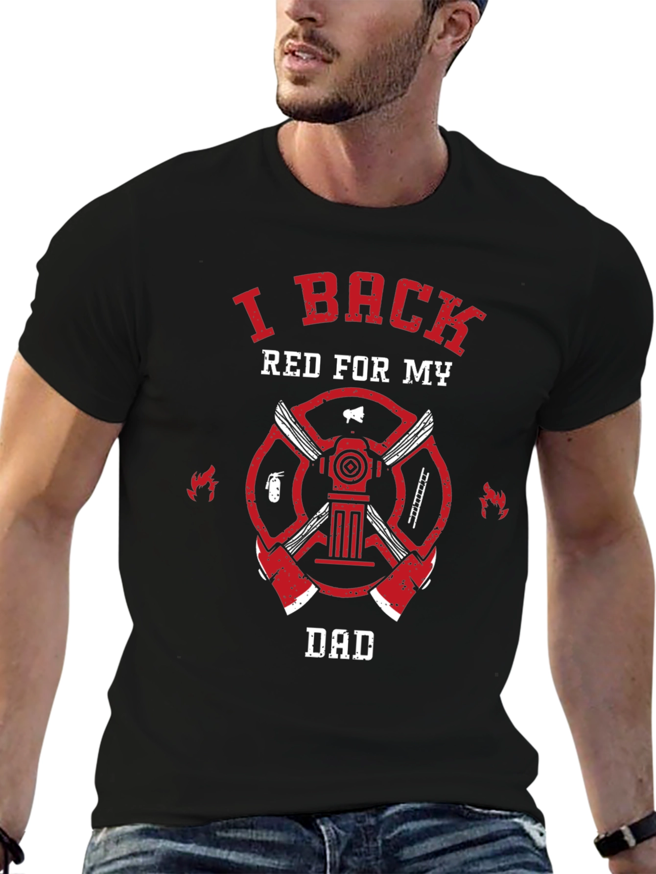 I Back Red For My Dad Firefighter T-Shirt