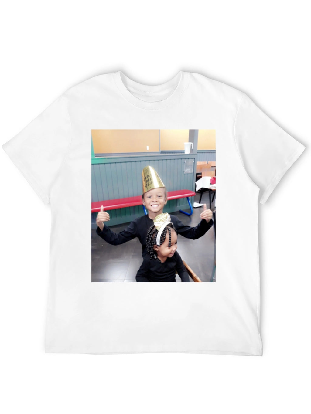 Black T-Shirt with Smiling Kids