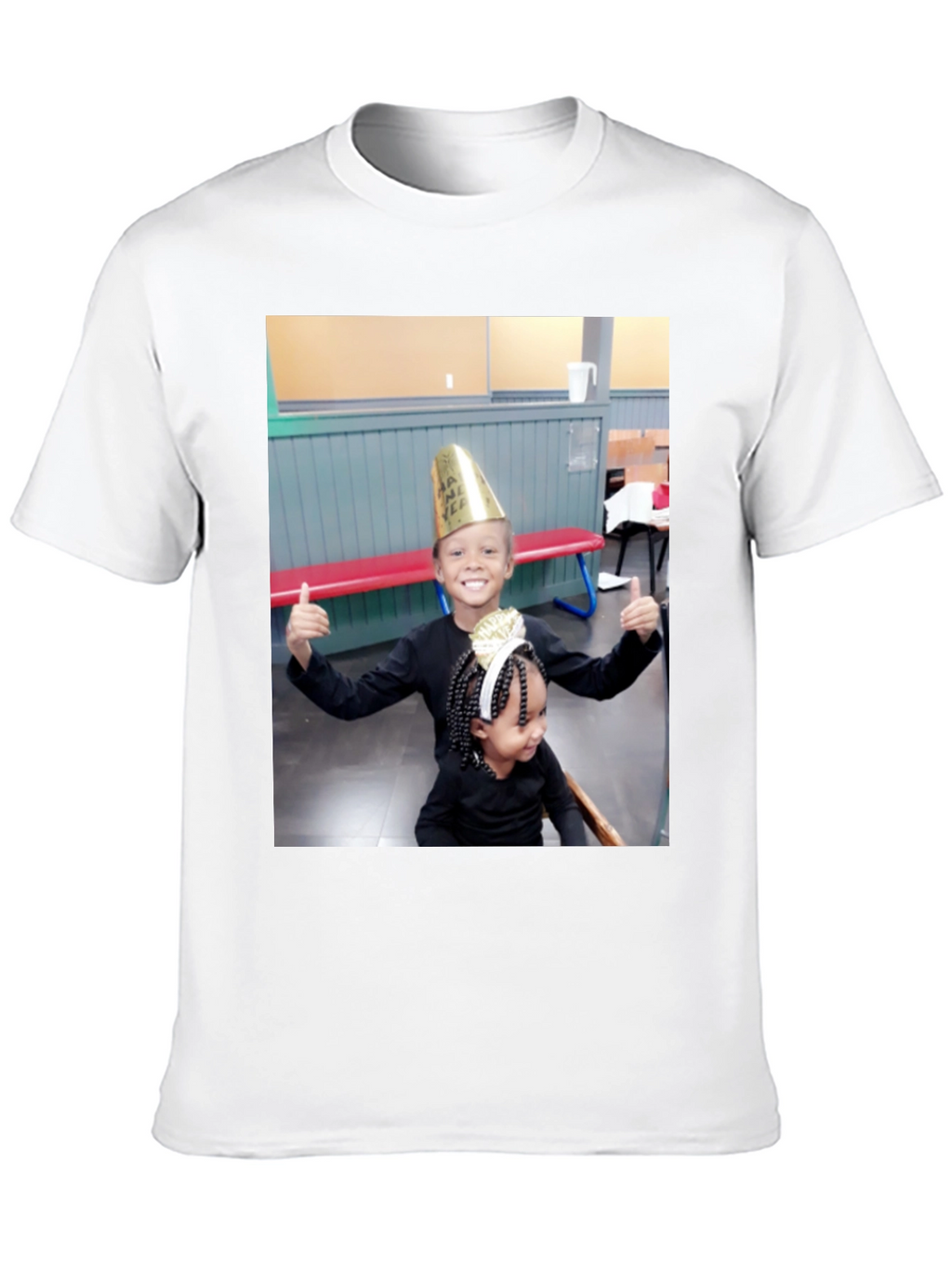 Black T-Shirt with Smiling Kids