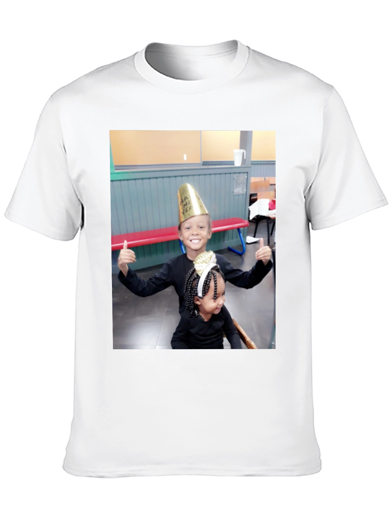 Black T-Shirt with Smiling Kids