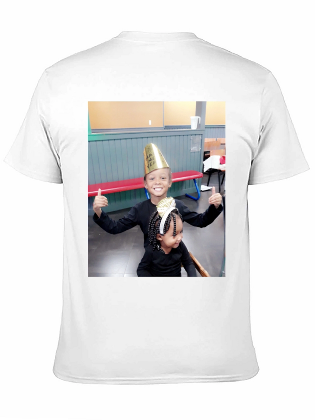 Black T-Shirt with Smiling Kids