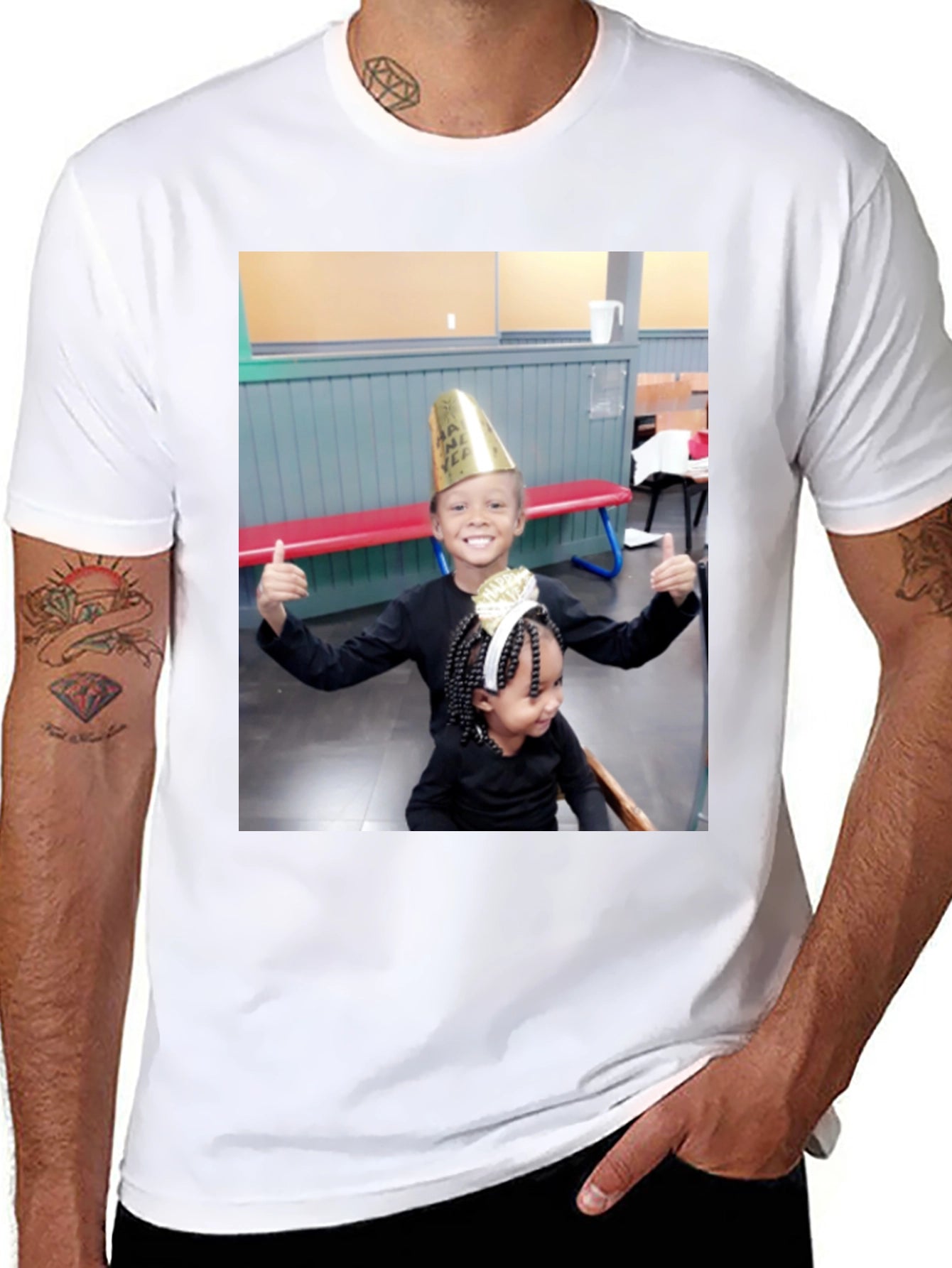 Black T-Shirt with Smiling Kids