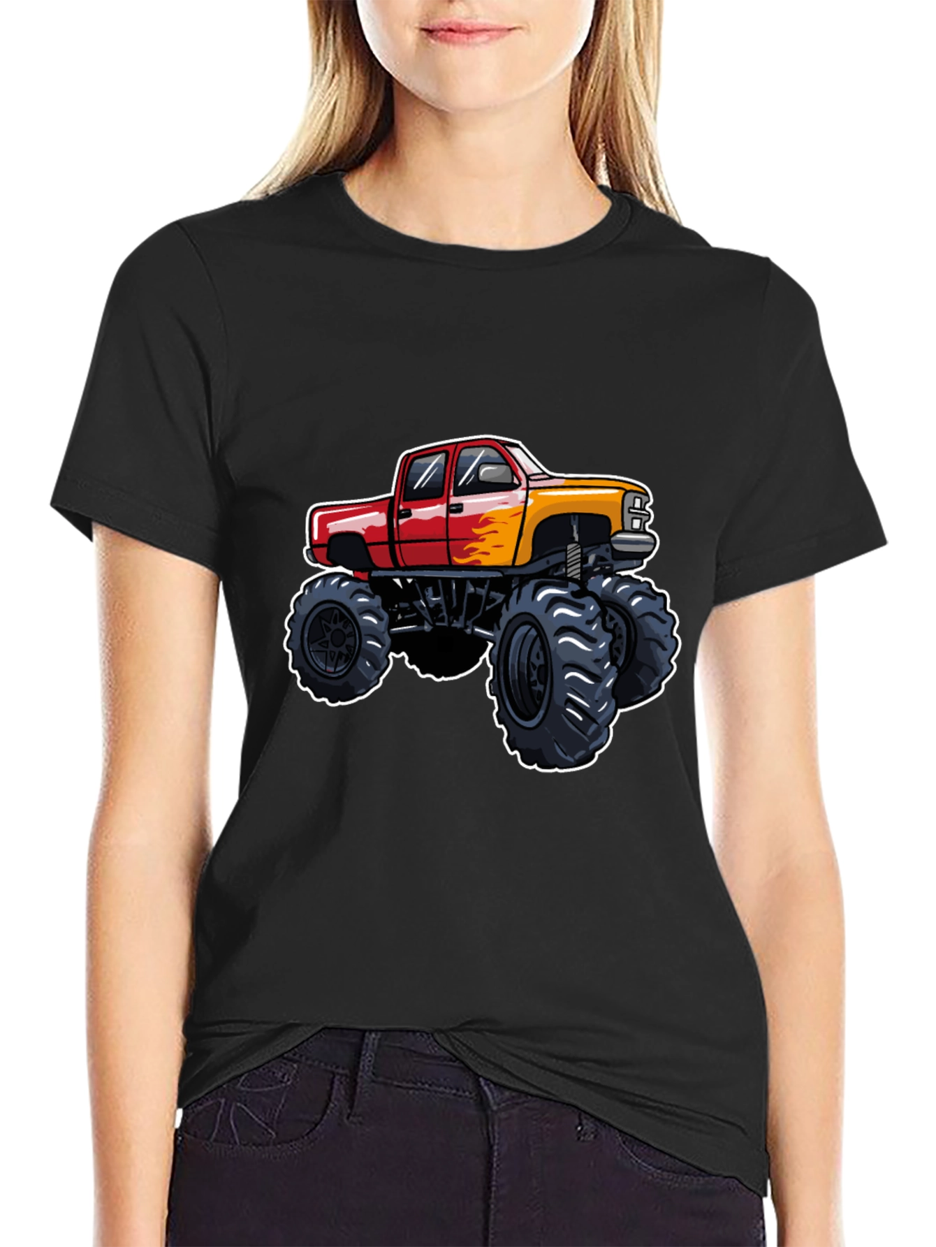 Monster Truck Graphic Tee - Black Cotton T-Shirt