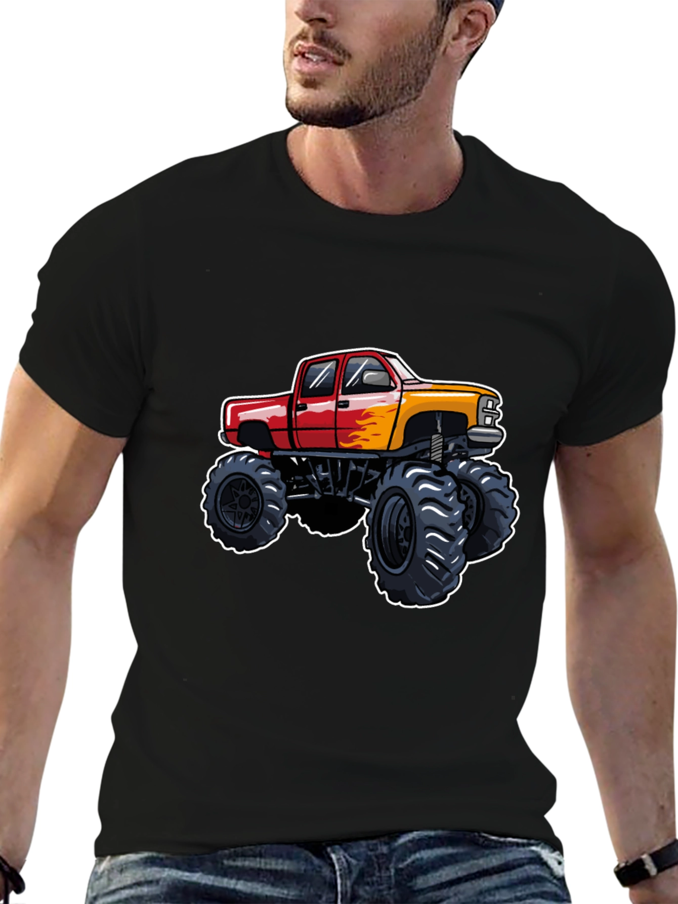 Monster Truck Graphic Tee - Black Cotton T-Shirt
