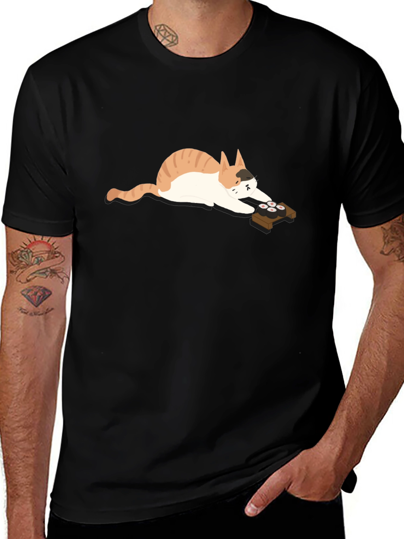 Sushi Cat Graphic Tee - Relaxed Fit
