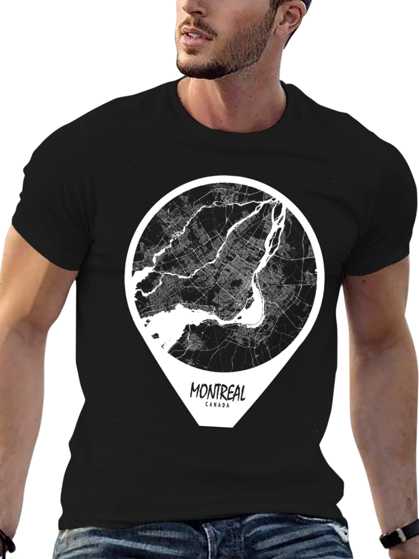 Montreal Canada Map T-Shirt - Black