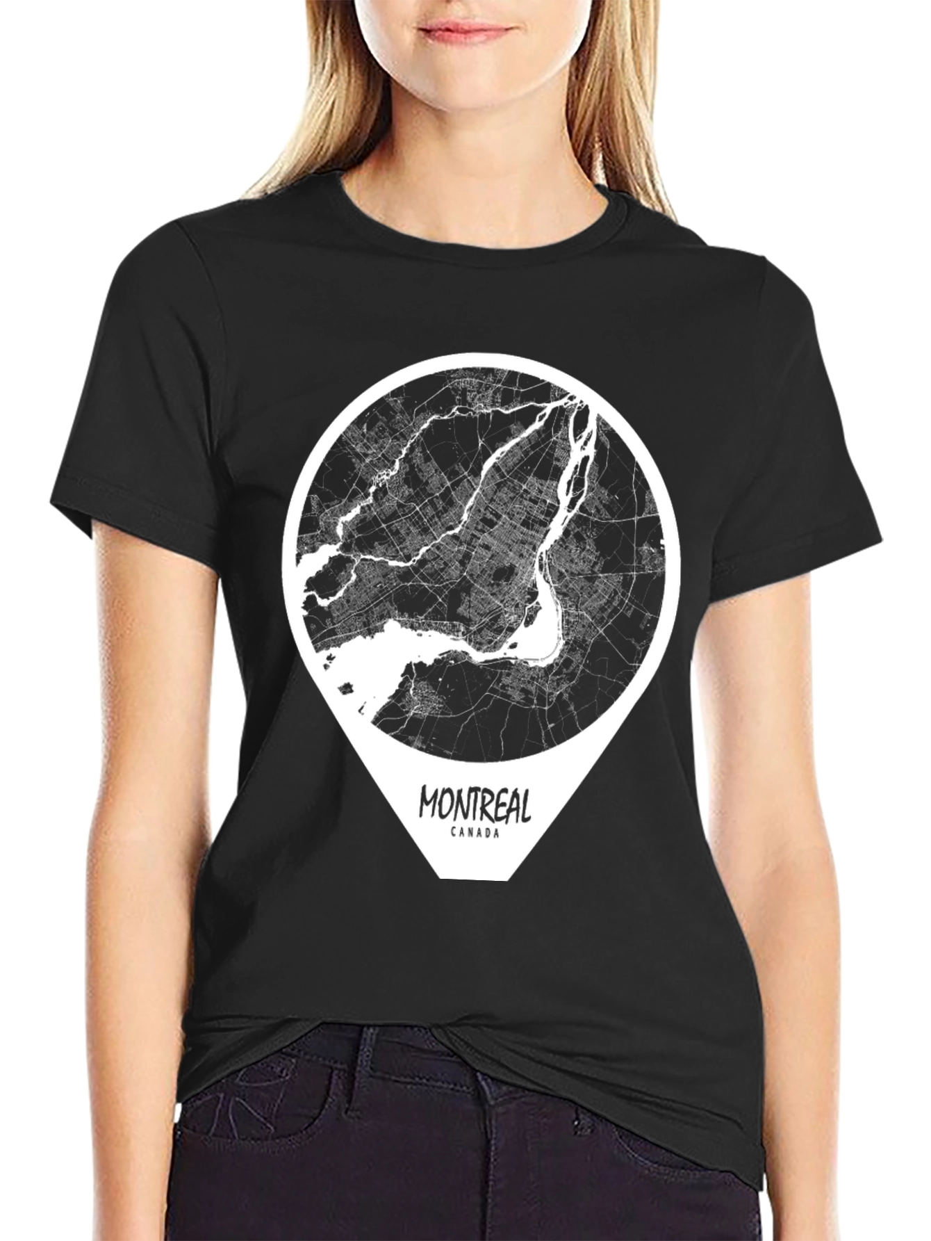 Montreal Canada Map T-Shirt - Black