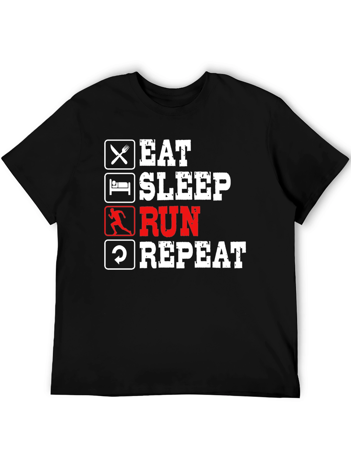 Eat Sleep Run Repeat T-Shirt - Black Cotton Tee