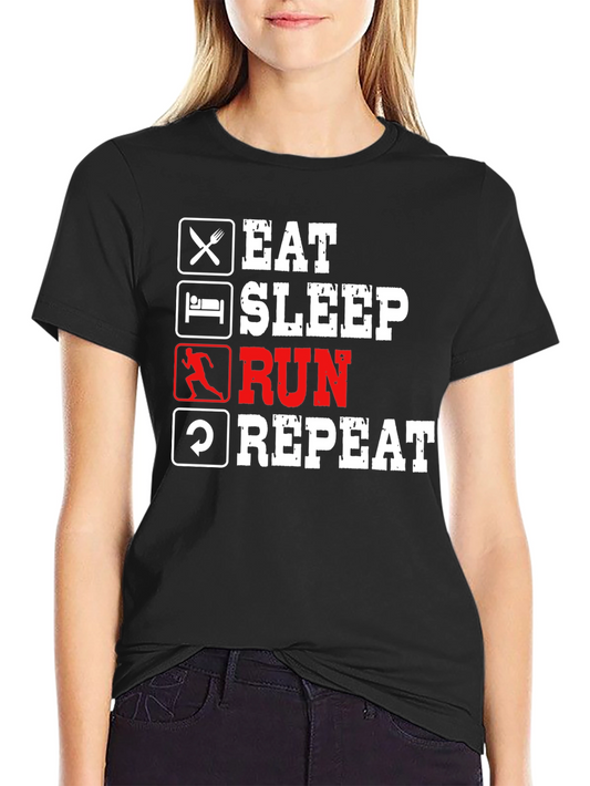 Eat Sleep Run Repeat T-Shirt - Black Cotton Tee