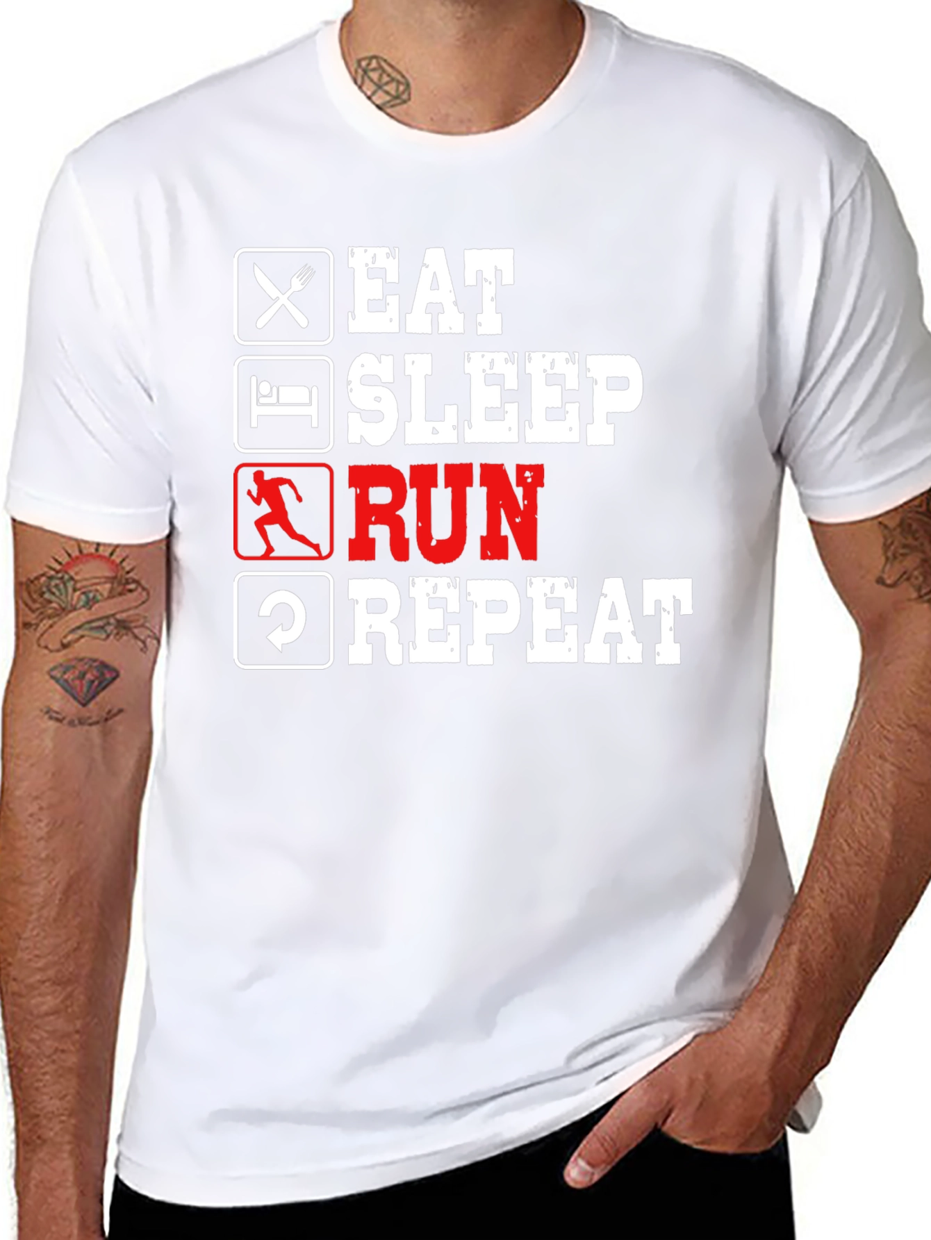 Eat Sleep Run Repeat T-Shirt - Black Cotton Tee