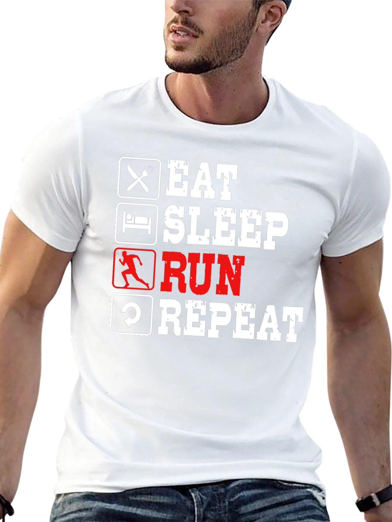 Eat Sleep Run Repeat T-Shirt - Black Cotton Tee