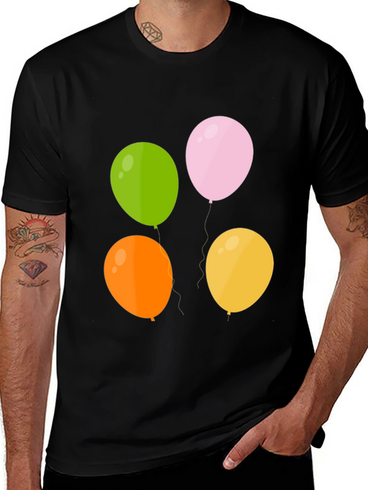 Colorful Balloon Graphic T-Shirt - Casual Cotton Tee