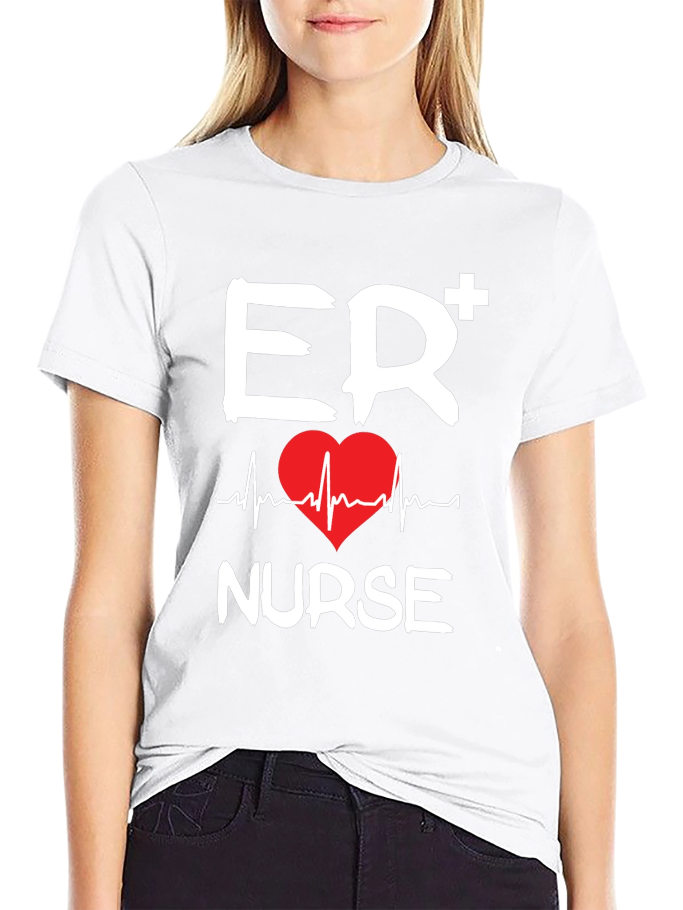 ER Nurse T-Shirt: Heartbeat Design Emergency Room Apparel