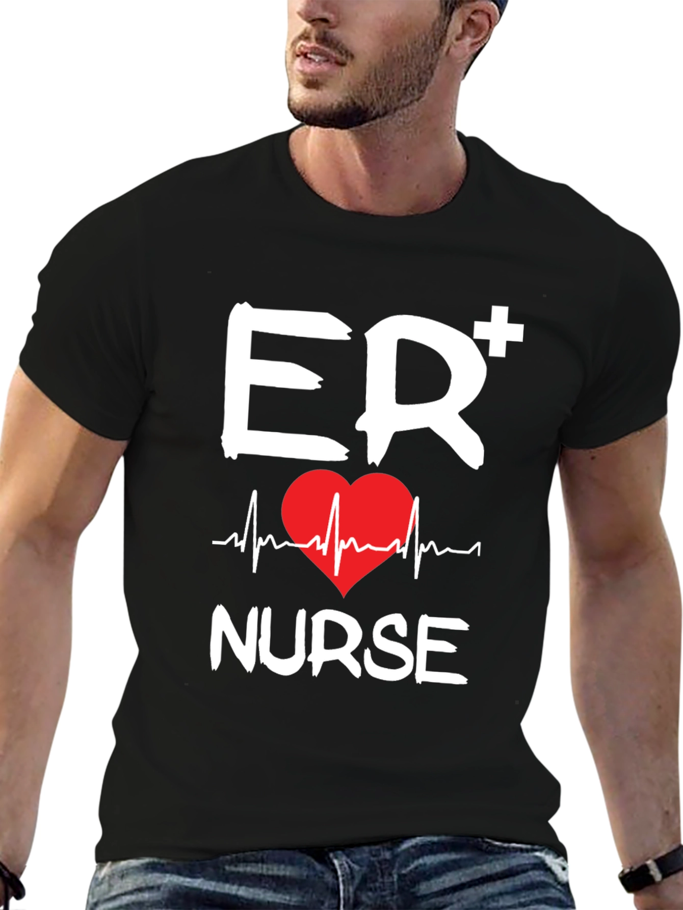 ER Nurse T-Shirt: Heartbeat Design Emergency Room Apparel
