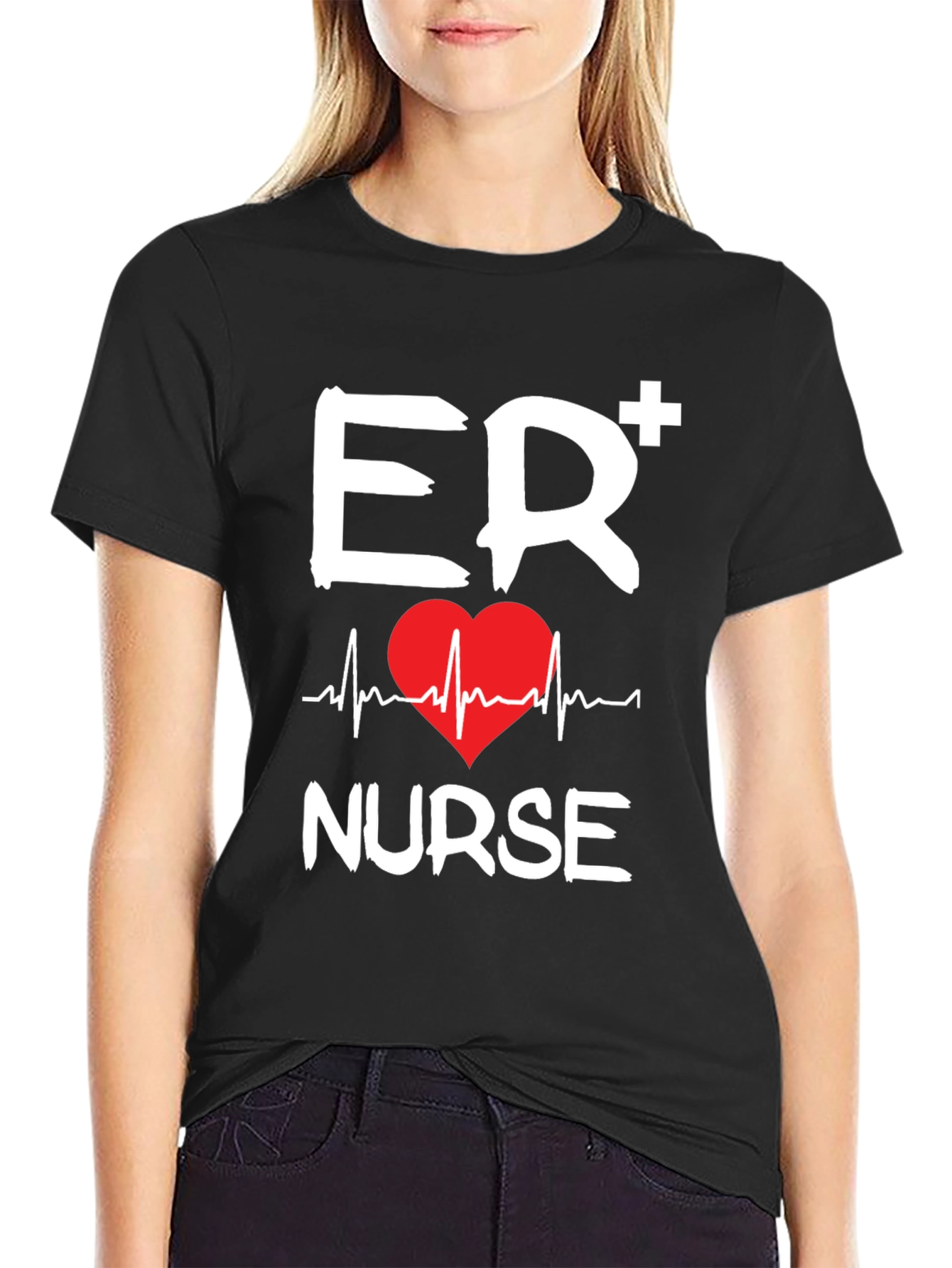 ER Nurse T-Shirt: Heartbeat Design Emergency Room Apparel