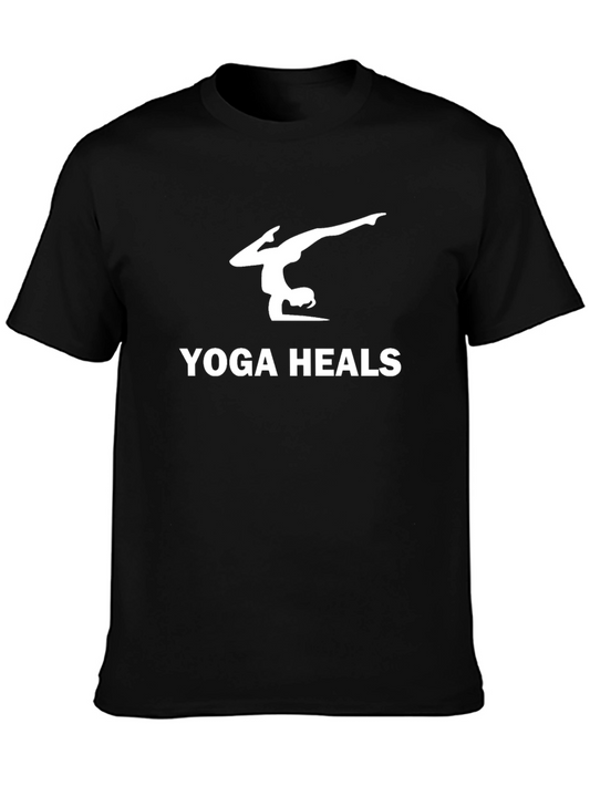 Yoga Heals Graphic Tee - Black Cotton Blend