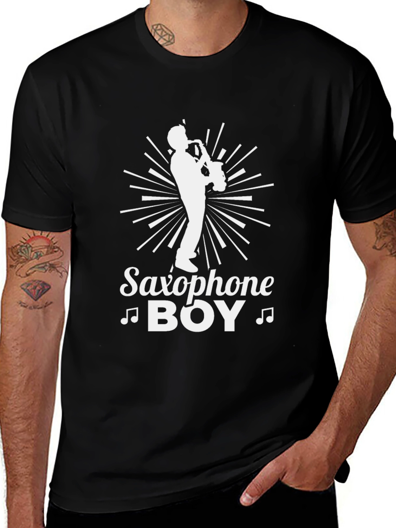 Saxophone Boy Graphic Tee - Music Lovers T-Shirt