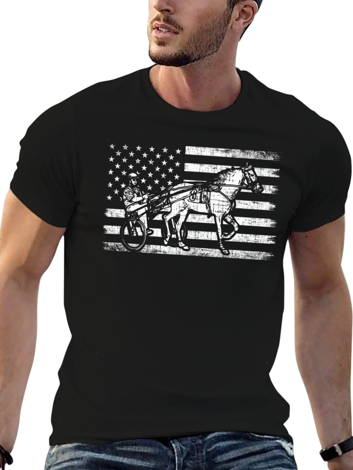 American Flag Harness Racing T-Shirt