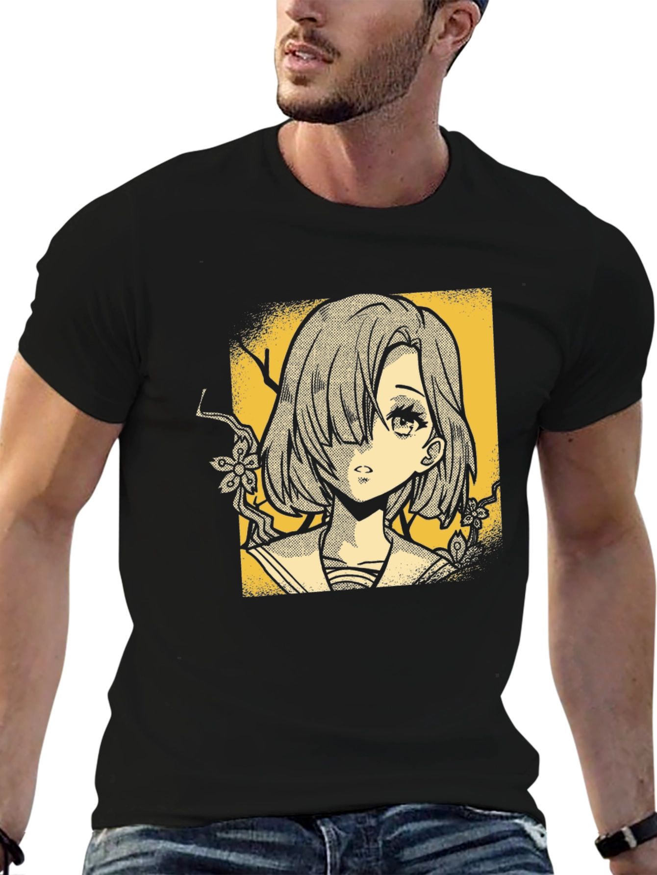 Anime Girl Graphic T-Shirt - Stylish Black Tee