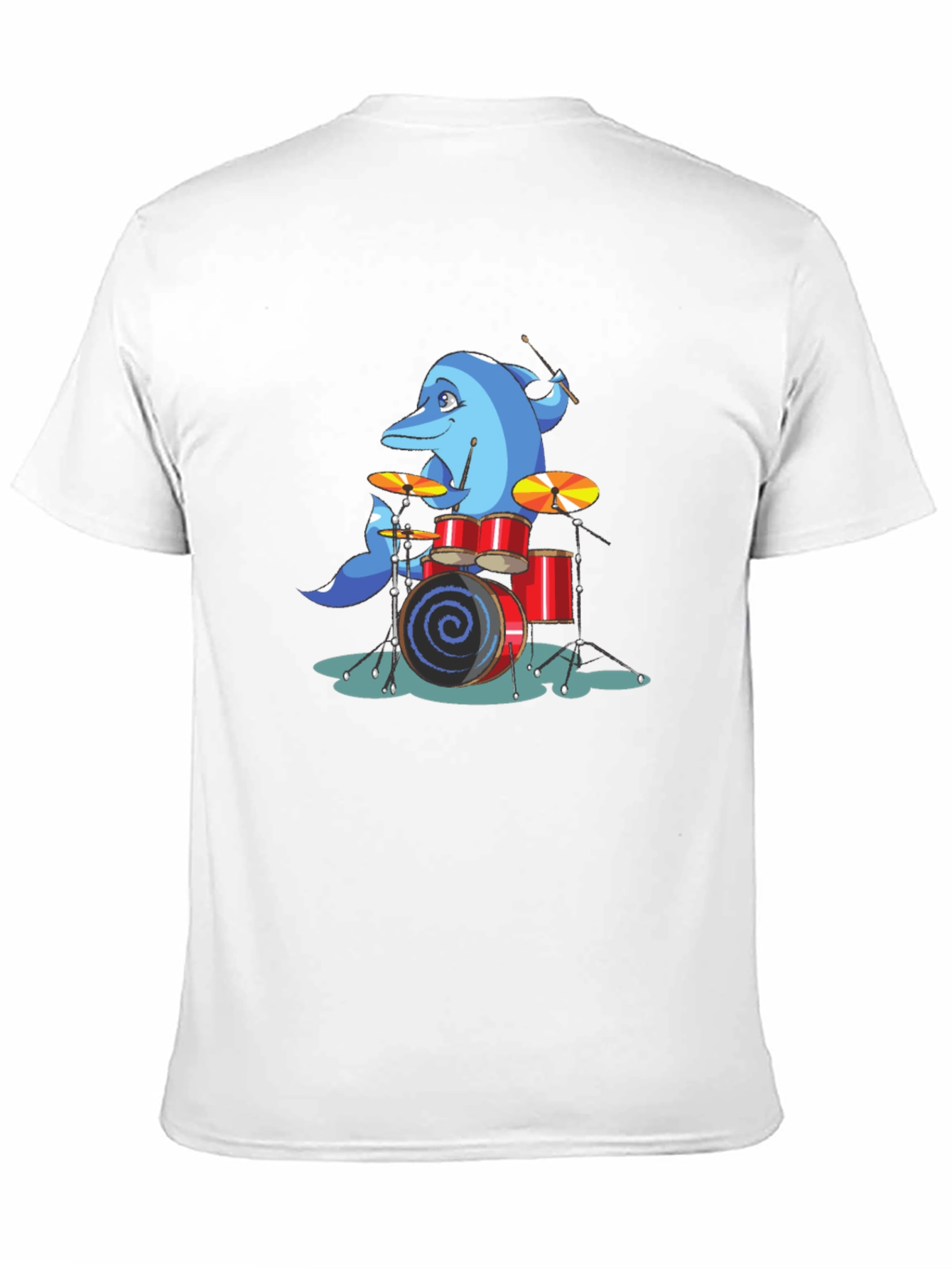 Dolphin Drummer Graphic Tee - Black Cotton T-Shirt