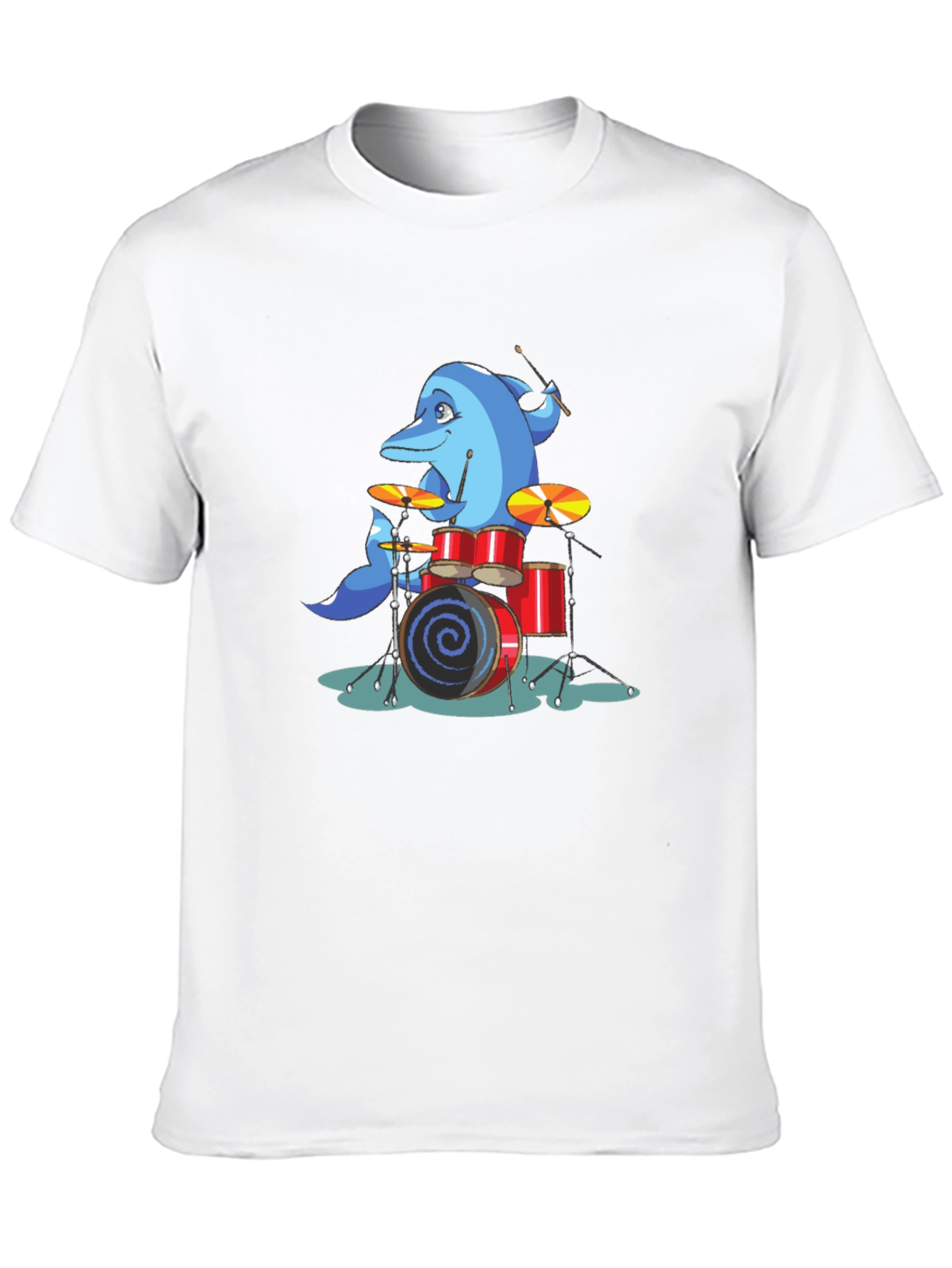 Dolphin Drummer Graphic Tee - Black Cotton T-Shirt