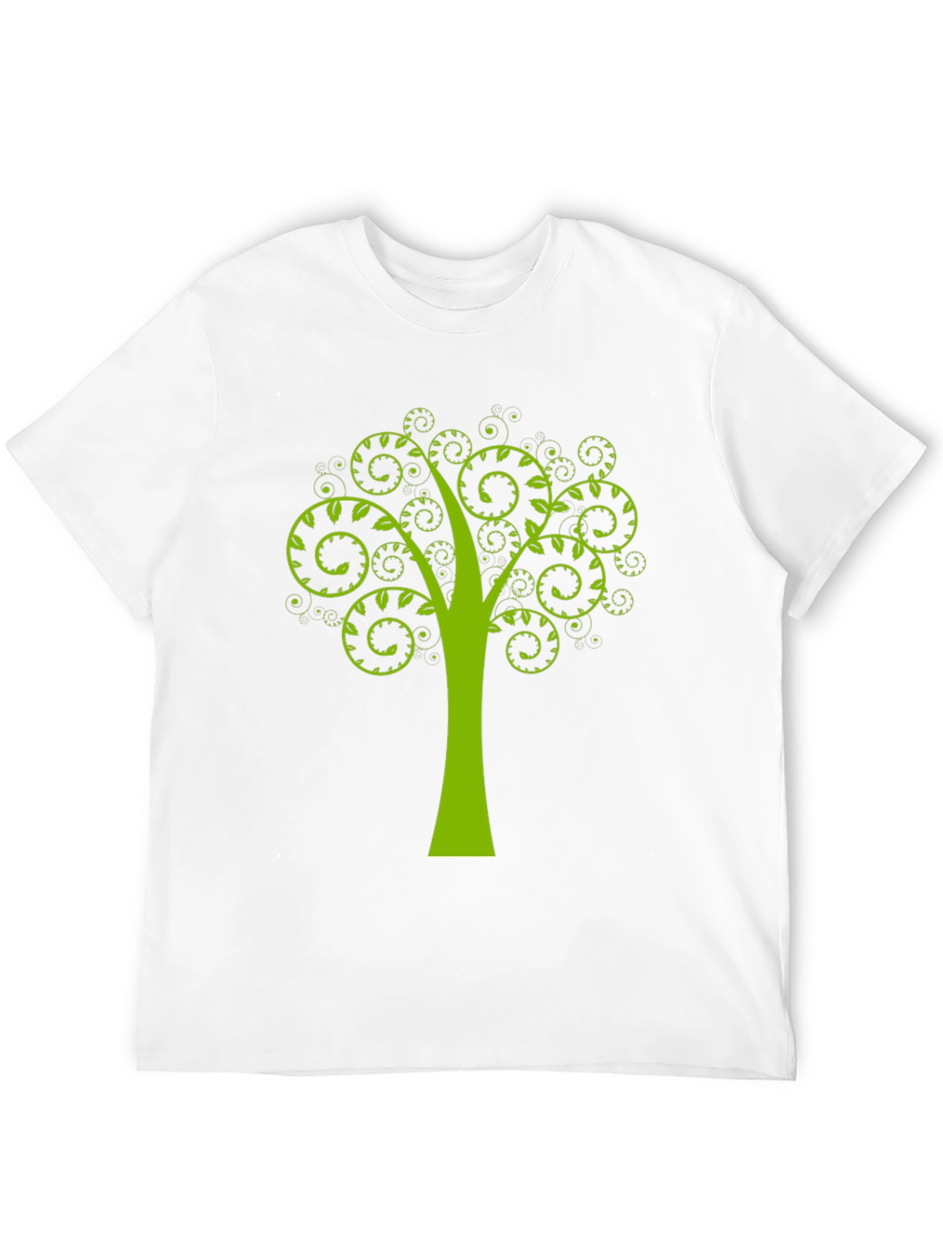 Green Tree Swirl Graphic Black T-Shirt