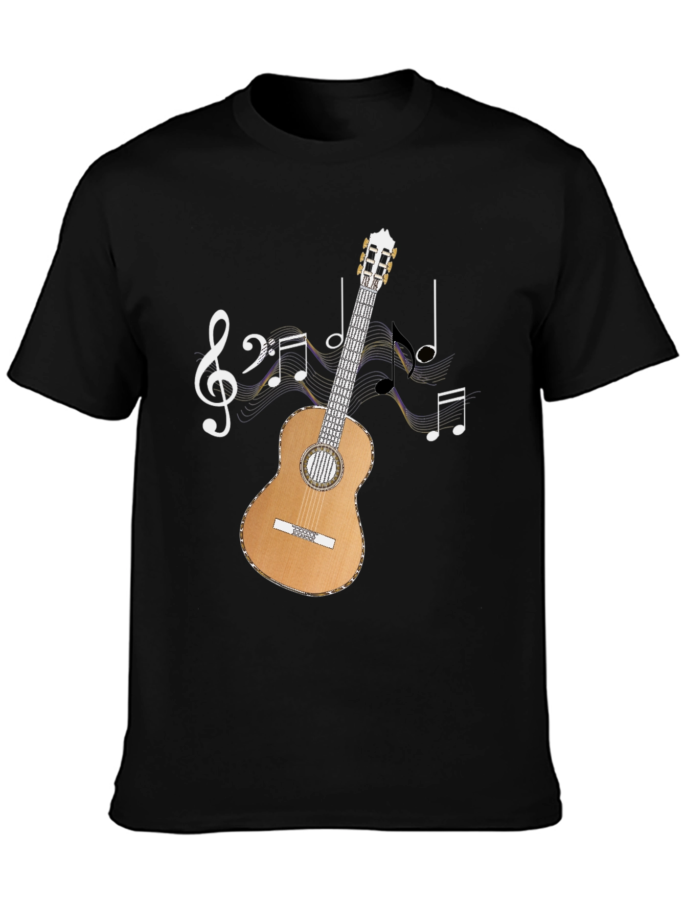 Musical Guitar T-Shirt - Black Cotton Tee