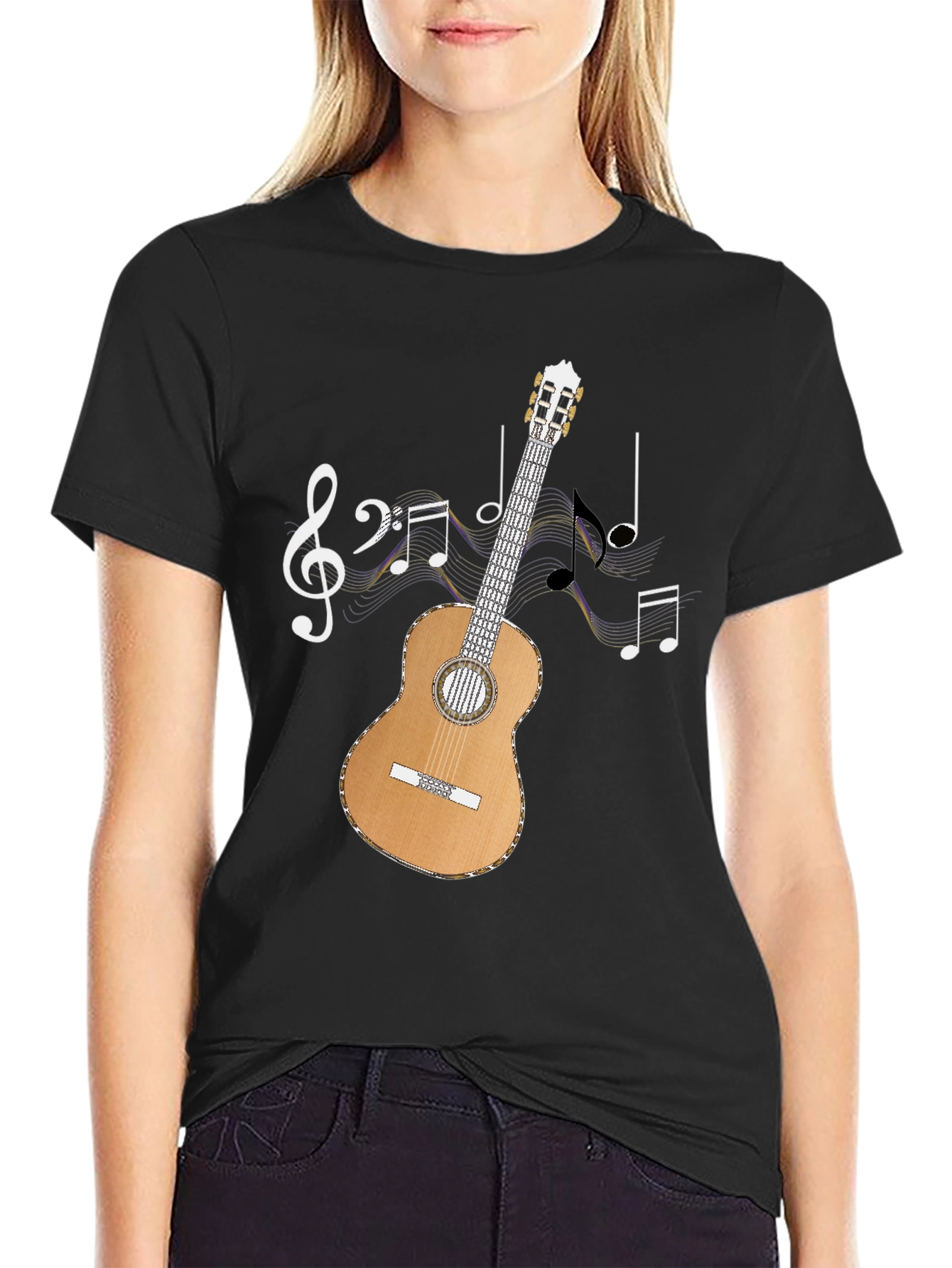 Musical Guitar T-Shirt - Black Cotton Tee
