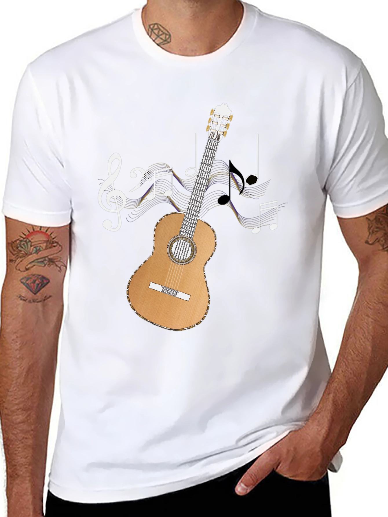 Musical Guitar T-Shirt - Black Cotton Tee