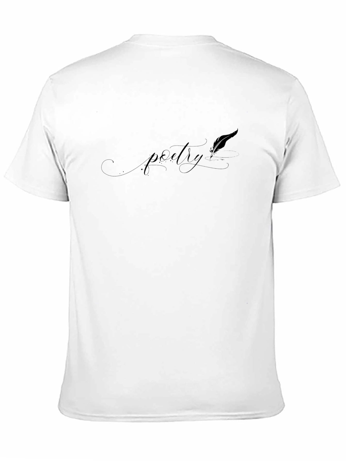 Poetry Feather Black T-Shirt - Literary Style
